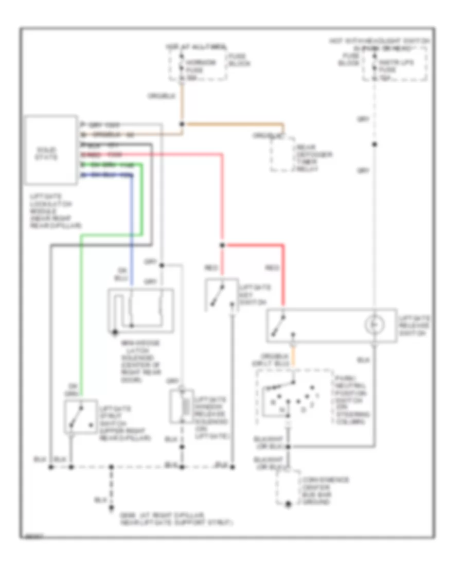 Tailgate Release Wiring Diagram for GMC Safari 1992