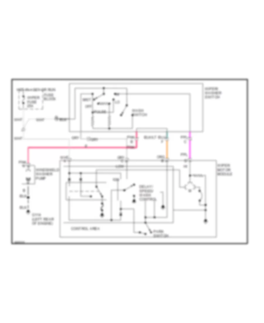 Электросхема стеклоочистителя, дворников и омывателя Интервала для GMC Sonoma 1992