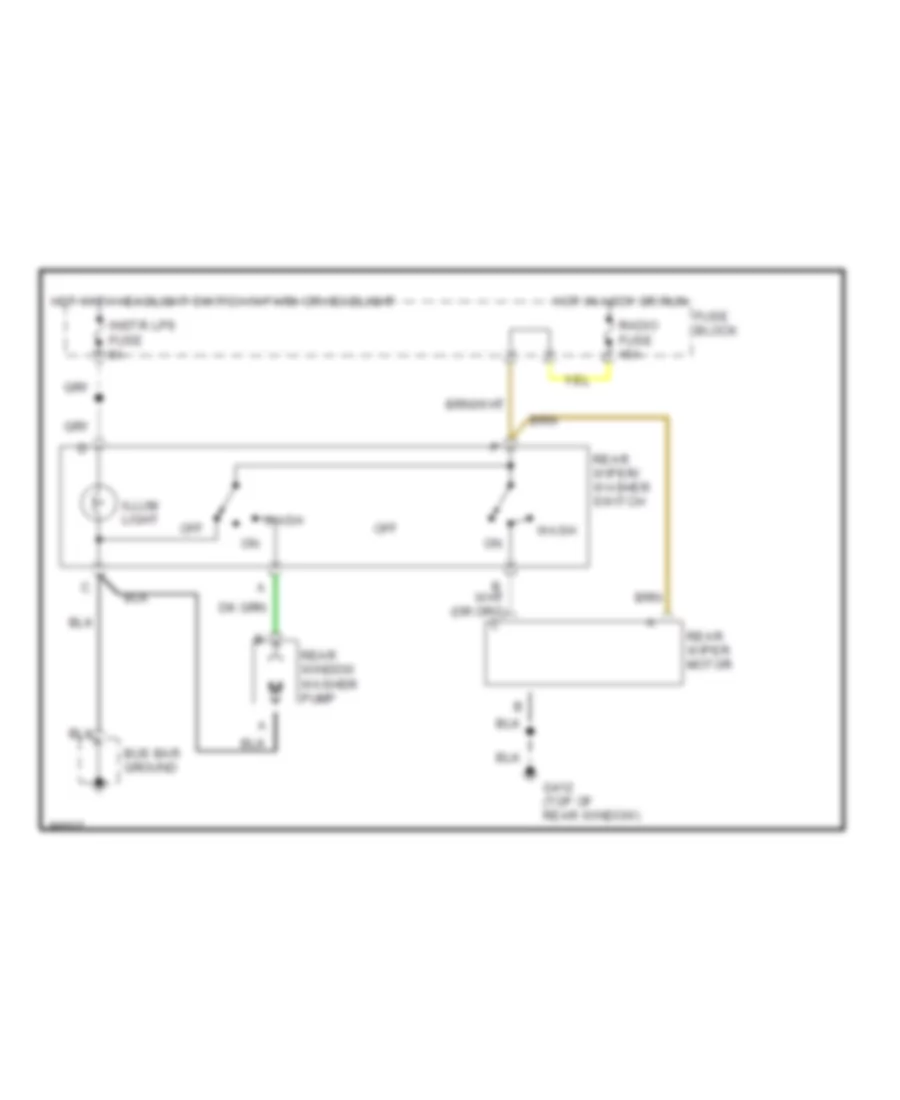 Электросхема заднего стеклоочистителя дворника и омывателя для GMC Sonoma 1992