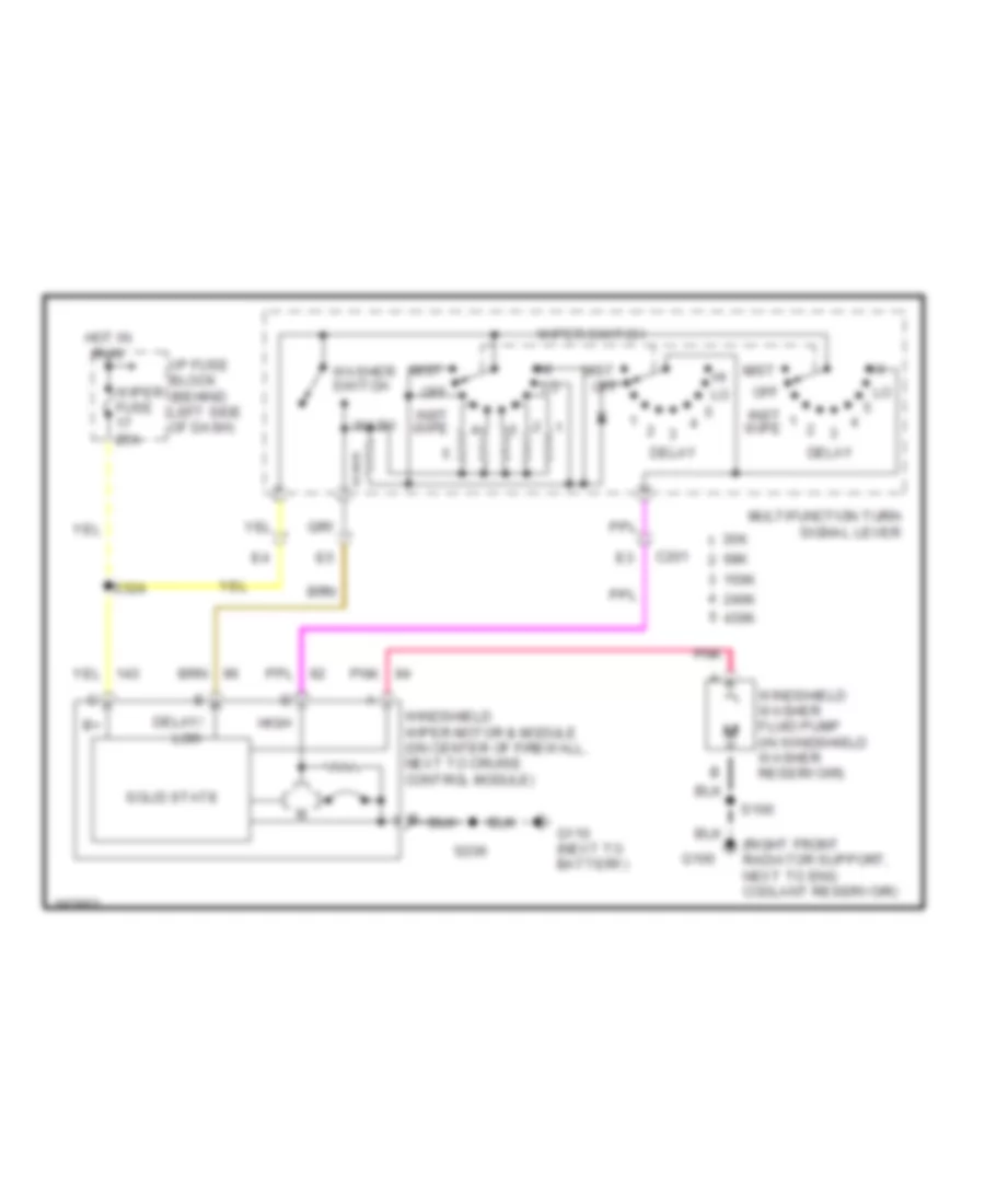 Электросхема передних стеклоочистителей дворников и омывателя лобового стекла для GMC Safari 2004