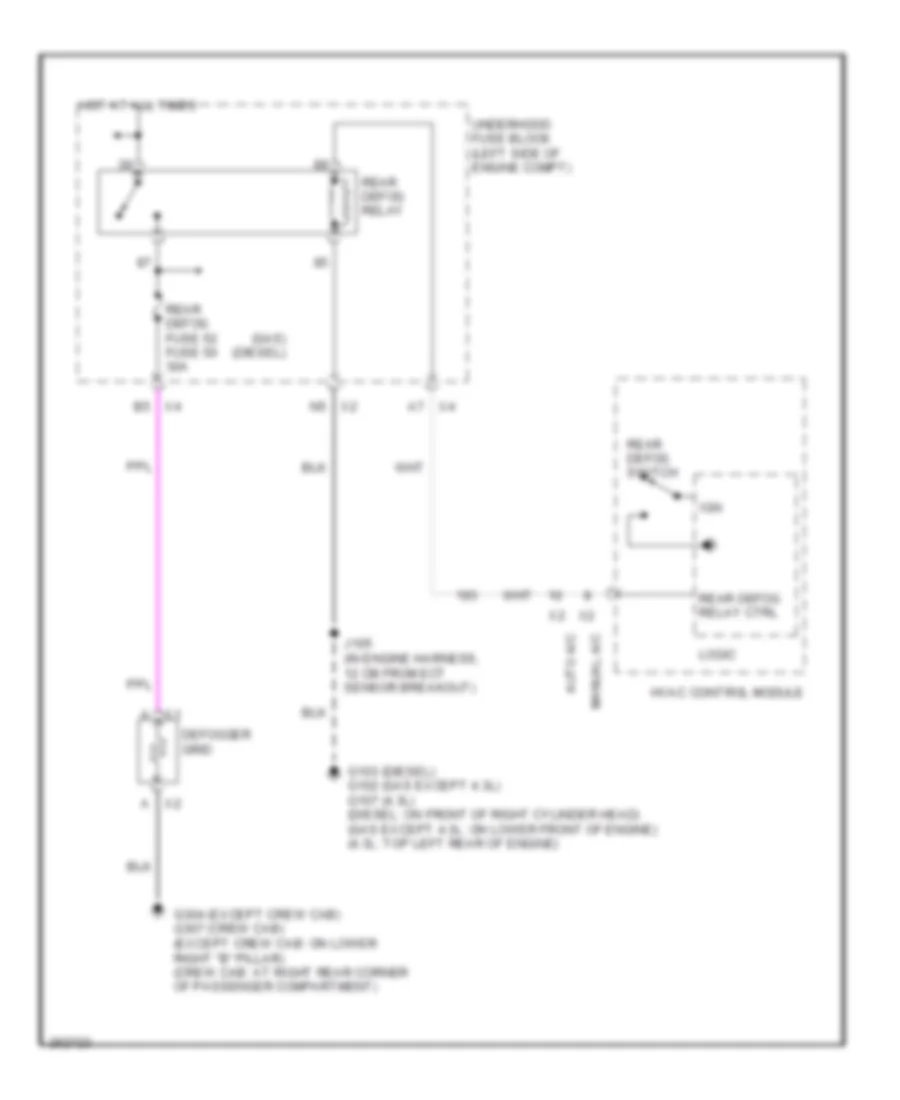 Rear Defogger Wiring Diagram for GMC Sierra 2007 1500