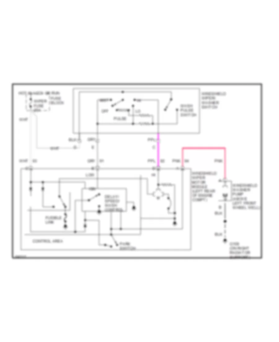 Электросхема передних стеклоочистителей дворников и омывателя лобового стекла для GMC Safari 1994