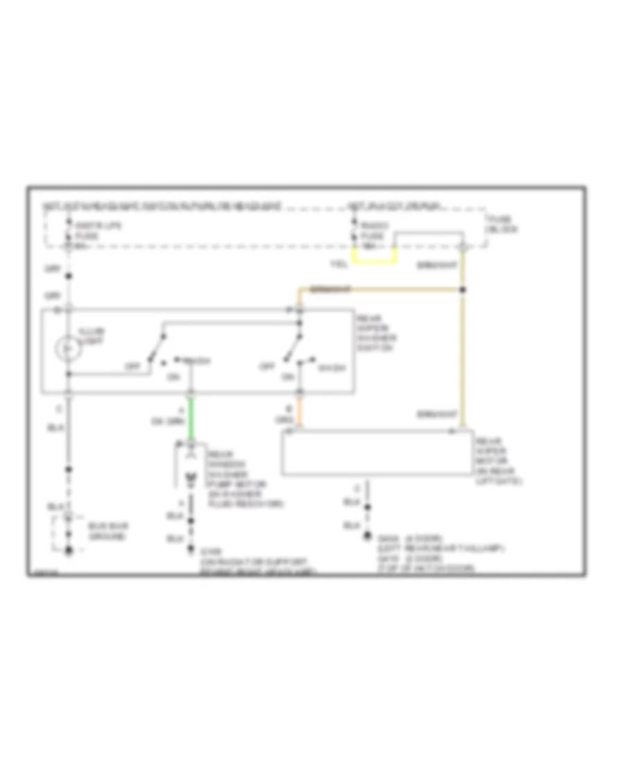 Электросхема заднего стеклоочистителя дворника и омывателя для GMC Safari 1994