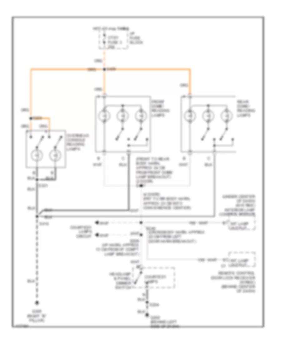 Overhead Console Lamps Wiring Diagram for GMC Cab  Chassis K2500 1999