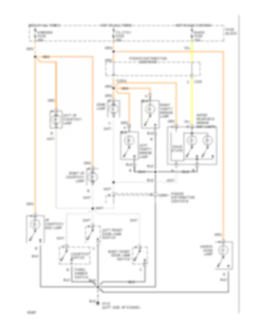 Courtesy Lamps Wiring Diagram, with Auxiliary Lighting for GMC Sonoma 1994