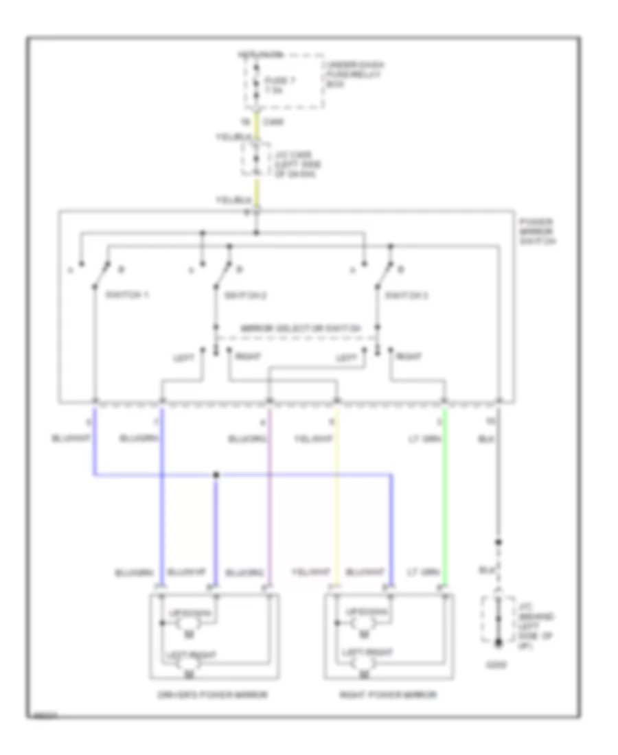 Электросхема привода зеркал для Honda Accord EX 1996