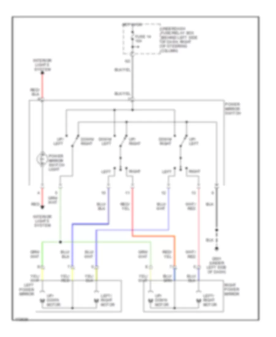 Электросхема привода зеркал для Honda Element LX 2006