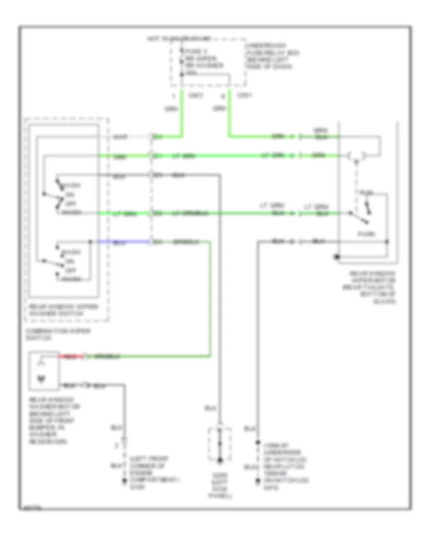 Электросхема заднего стеклоочистителя дворника и омывателя для Honda Civic Si 1999