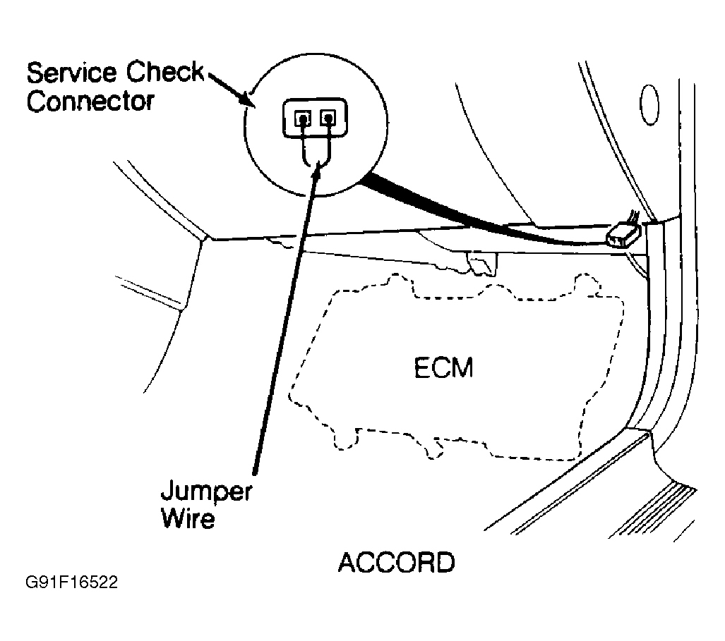 Honda Accord LX 1991 - Component Locations -  Locating Service Check Connector