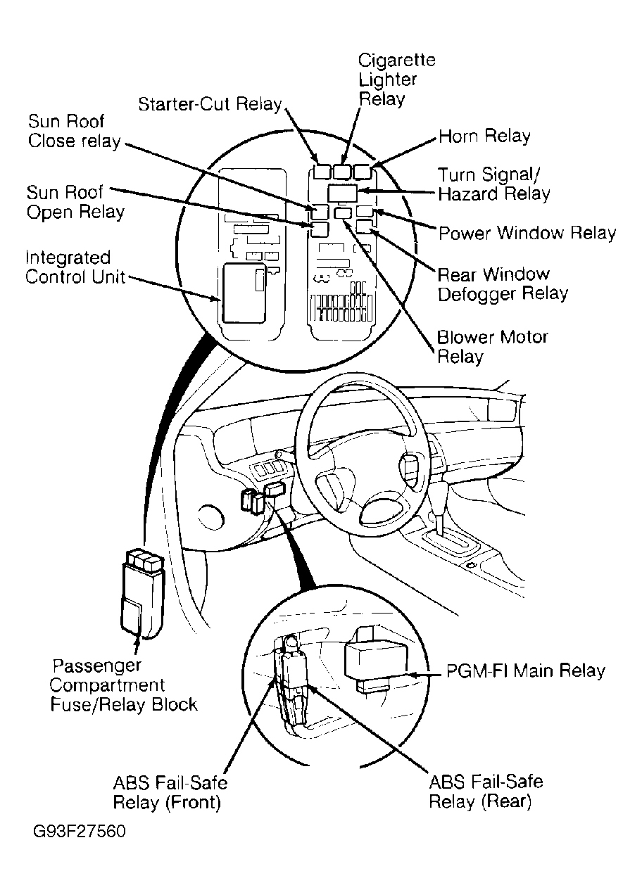 Honda Prelude S 1992 - Component Locations -  Component Locations (1 Of 5)