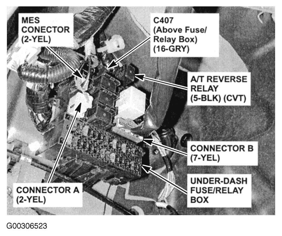 Honda Insight 2001 - Component Locations -  Locating Drivers Under-Dash Fuse/Relay Box