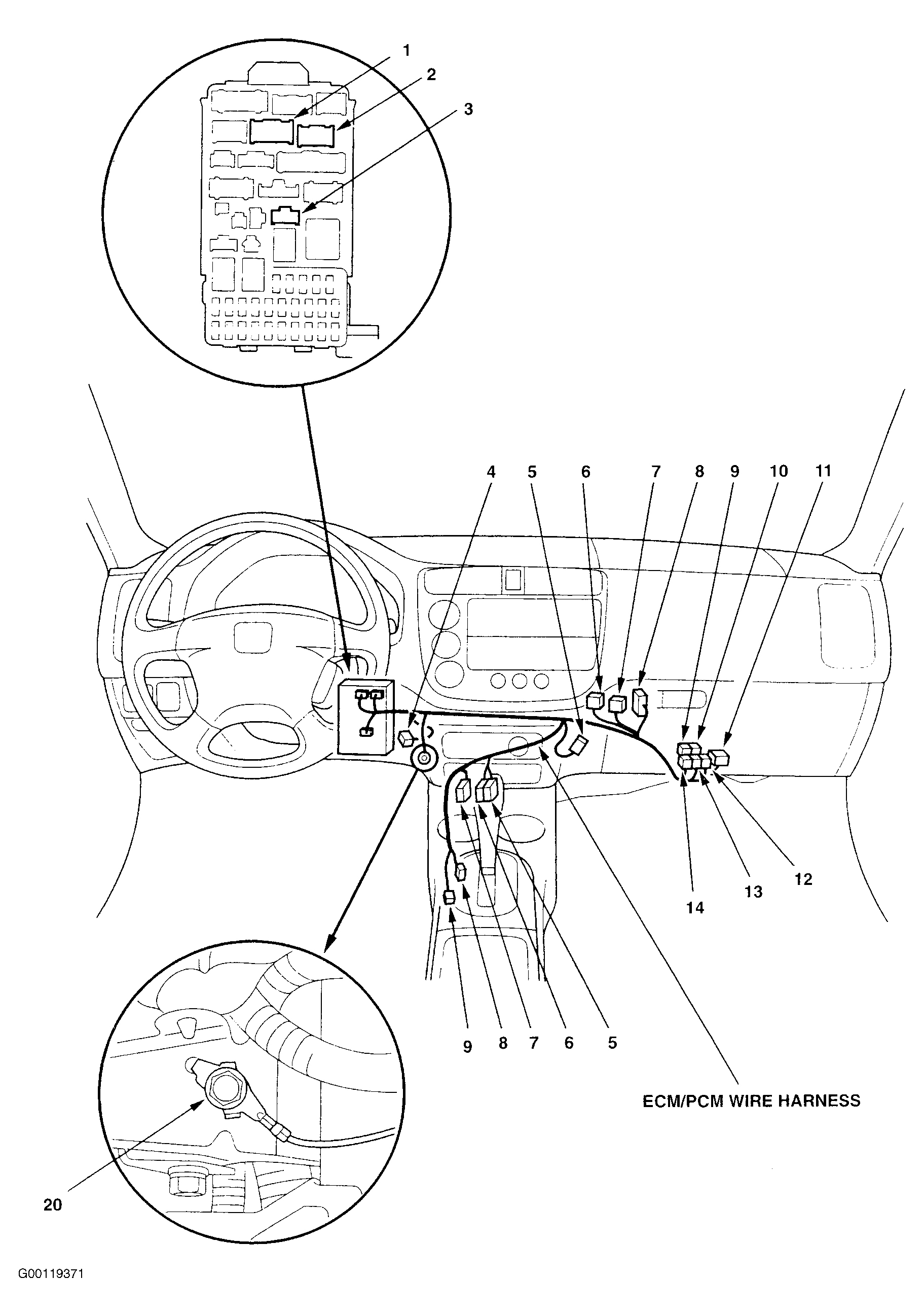 Honda Civic DX 2002 - Component Locations -  Locating Under-Dash Fuse/Relay Box