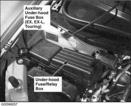 Honda Odyssey EX 2005 - Component Locations -  Right Rear Of Engine Compartment
