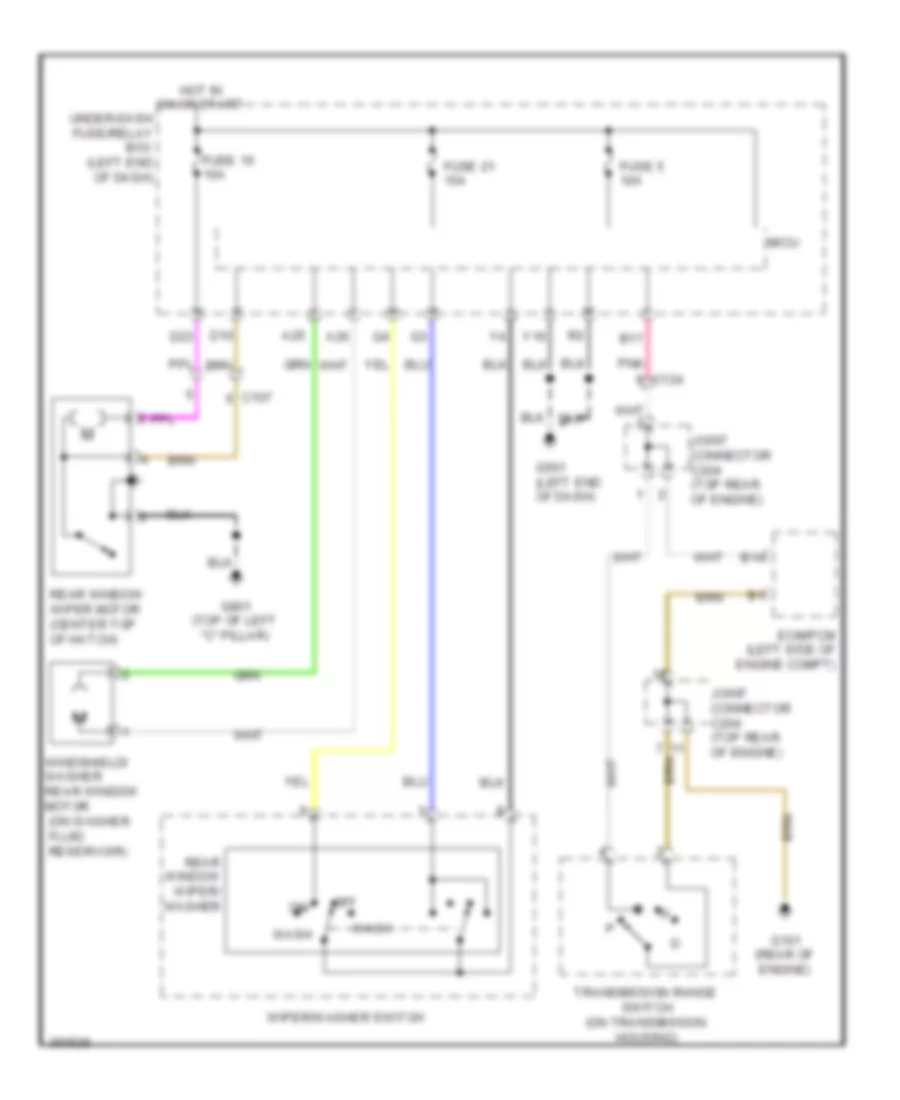 Электросхема заднего стеклоочистителя дворника и омывателя для Honda CR-Z 2011