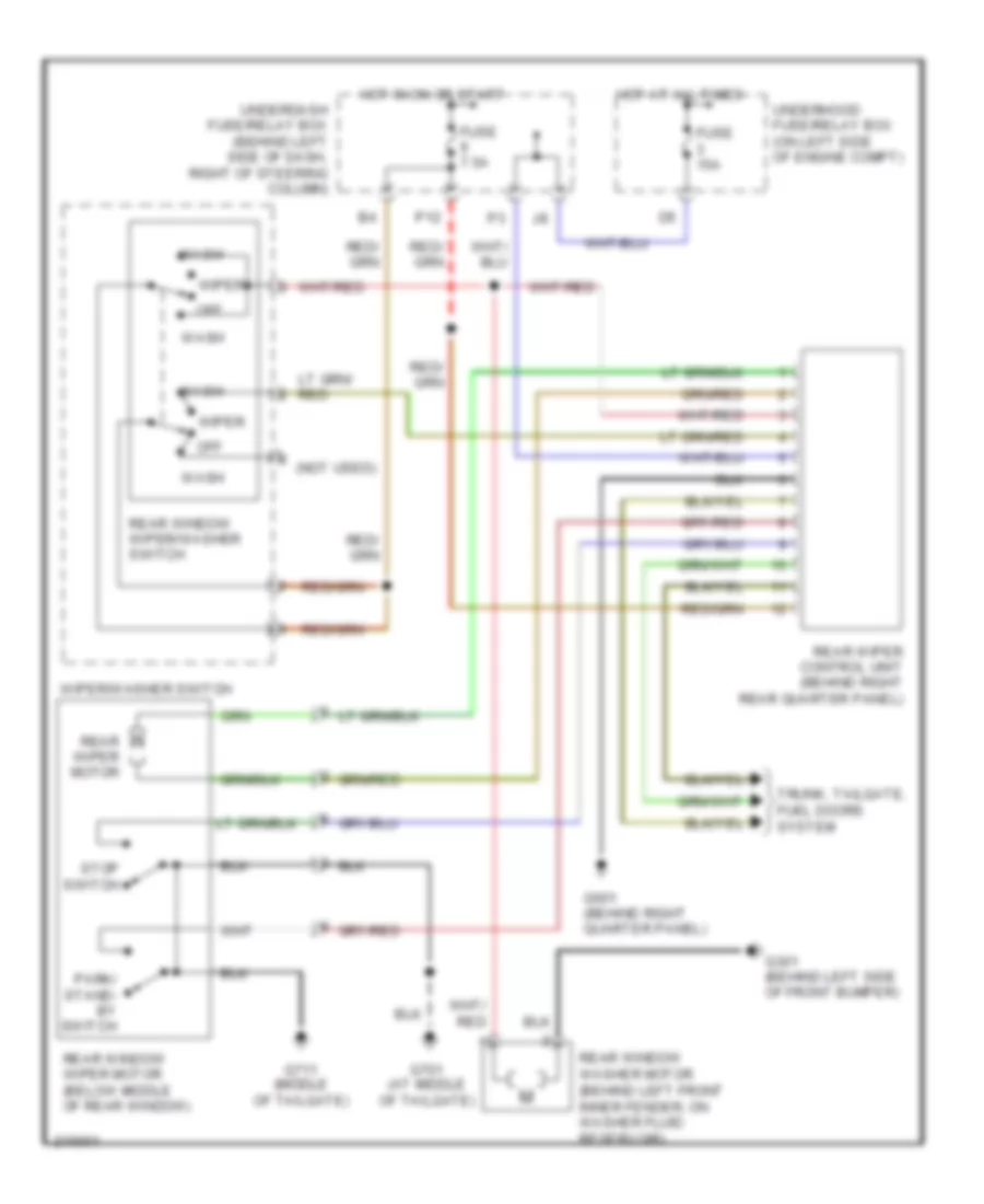 Электросхема заднего стеклоочистителя дворника и омывателя для Honda CR-V LX 2006