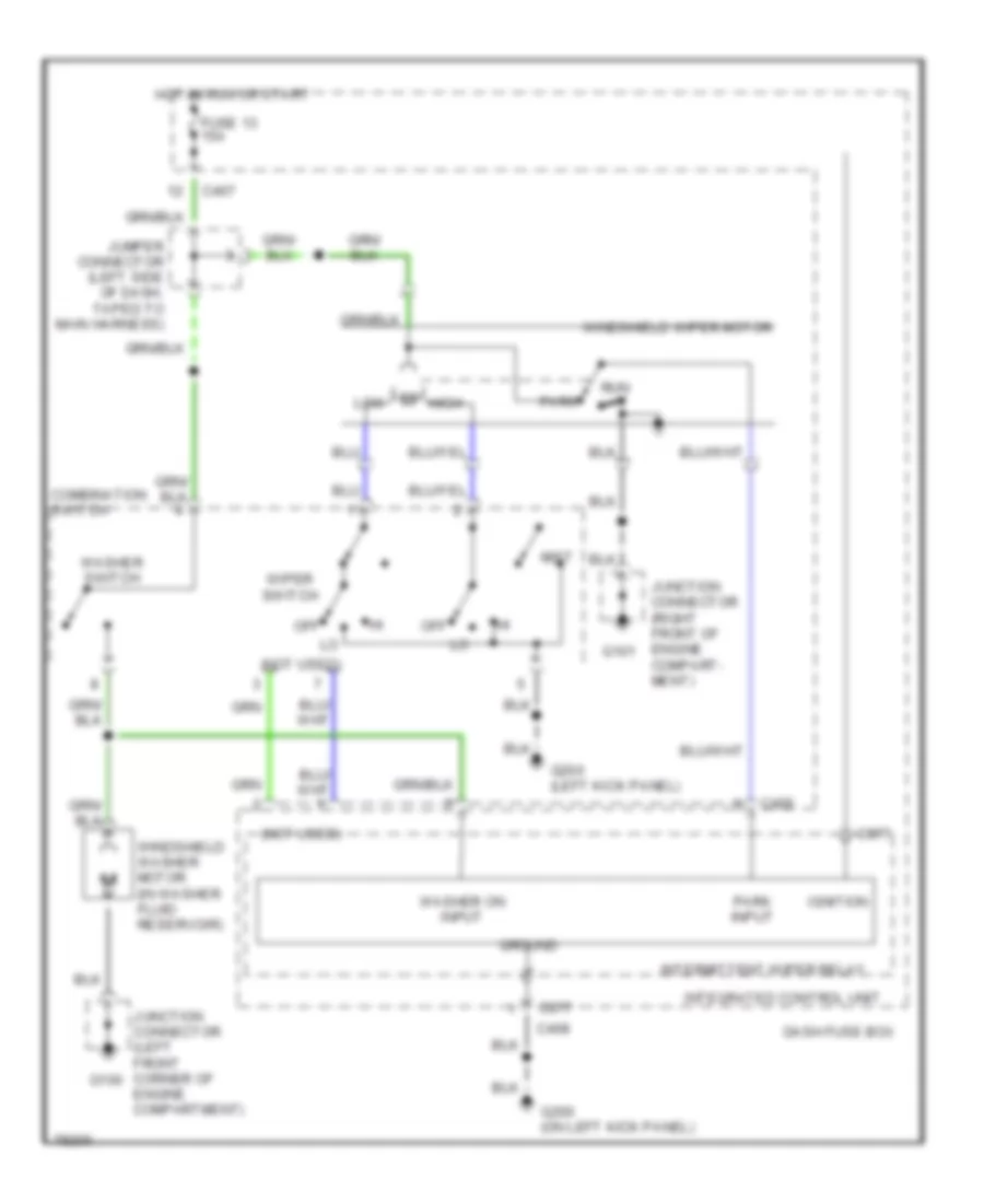 Электросхема стеклоочистителя, дворников и омывателя С 2 скоростями, Хэтчбек и Седан для Honda Civic LX 1991