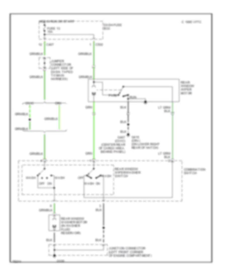 Rear Washer/Wiper Wiring Diagram, CRX & Hatchback для Honda Civic LX 1991
