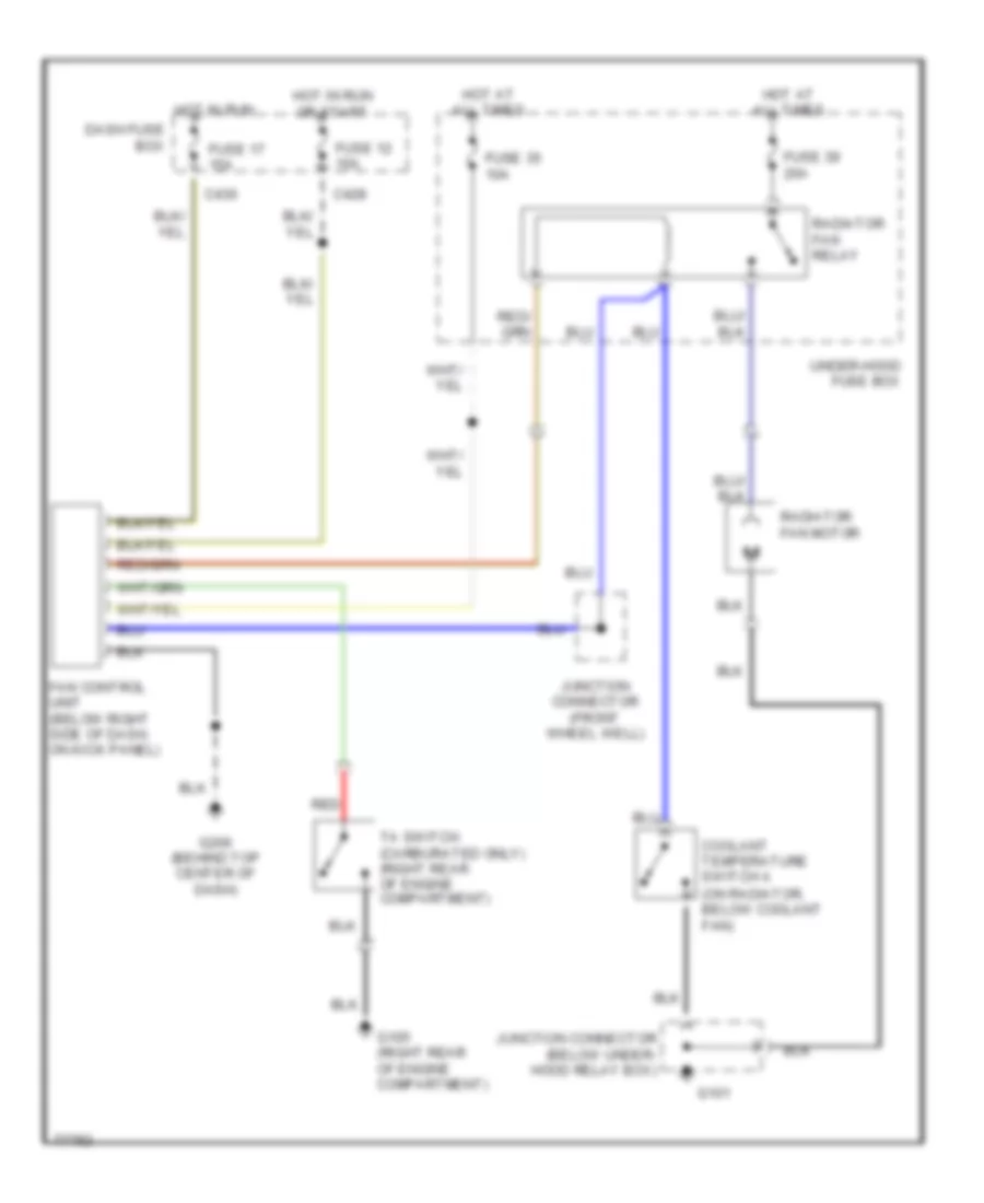 2.0L, Cooling Fan Wiring Diagram, without AC for Honda Prelude 2.0 Si 1991