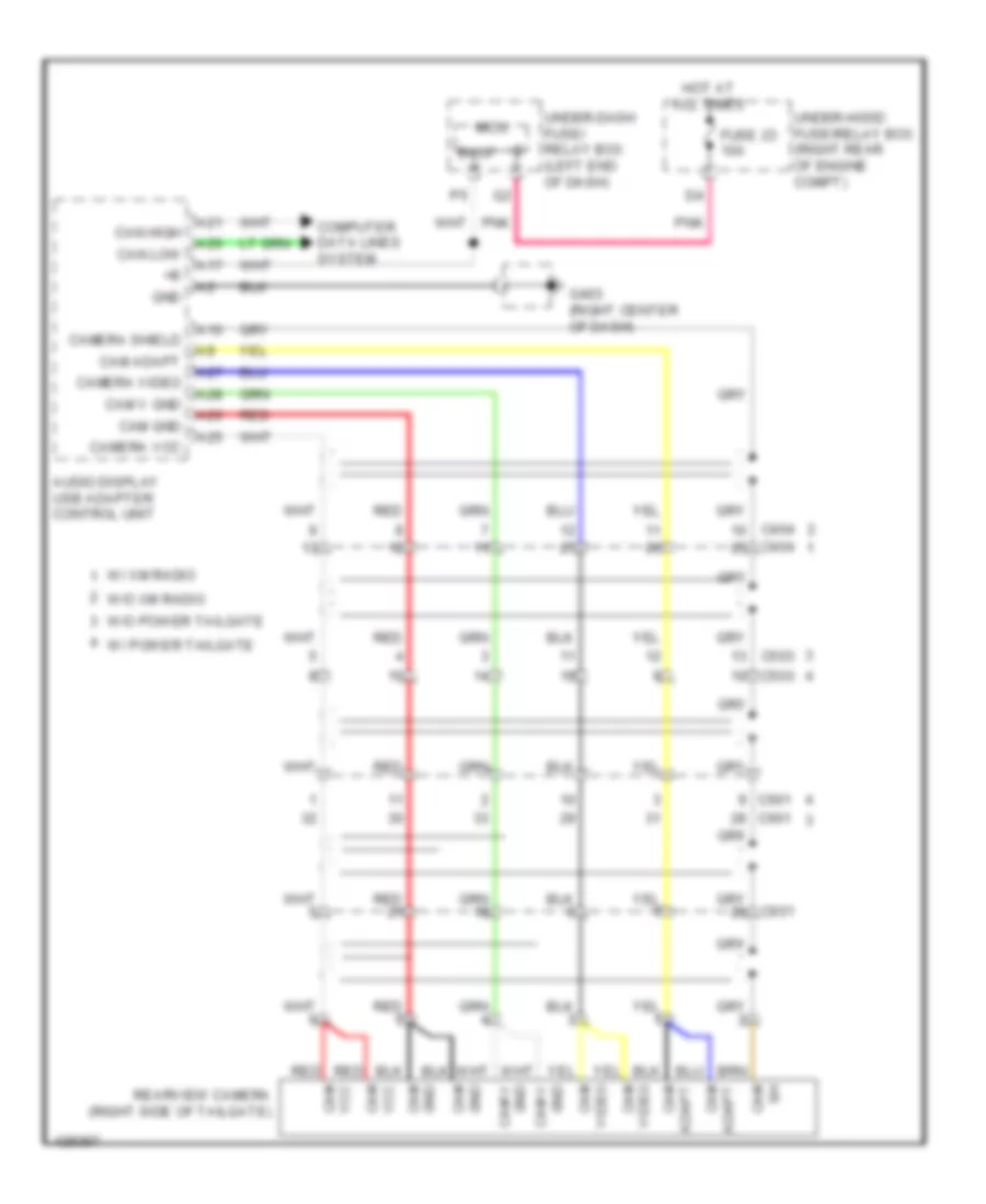 Rear Camera Wiring Diagram, without Navigation for Honda Pilot EX 2014