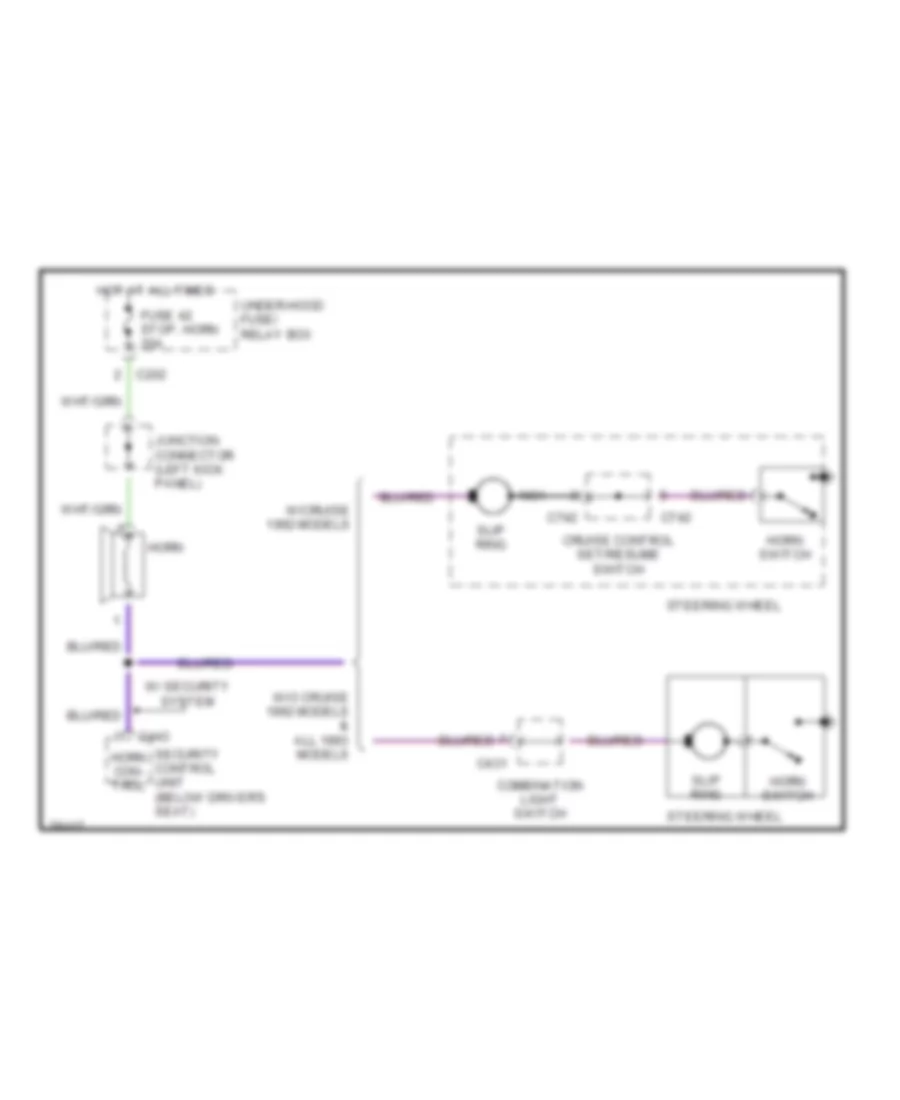 Horn Wiring Diagram, without SRS for Honda Civic CX 1992