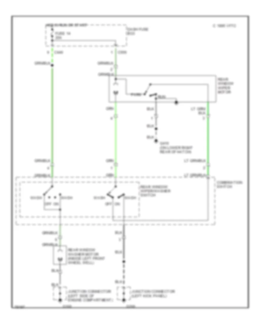Электросхема заднего стеклоочистителя и омывателя стекла для Honda Civic EX 1992