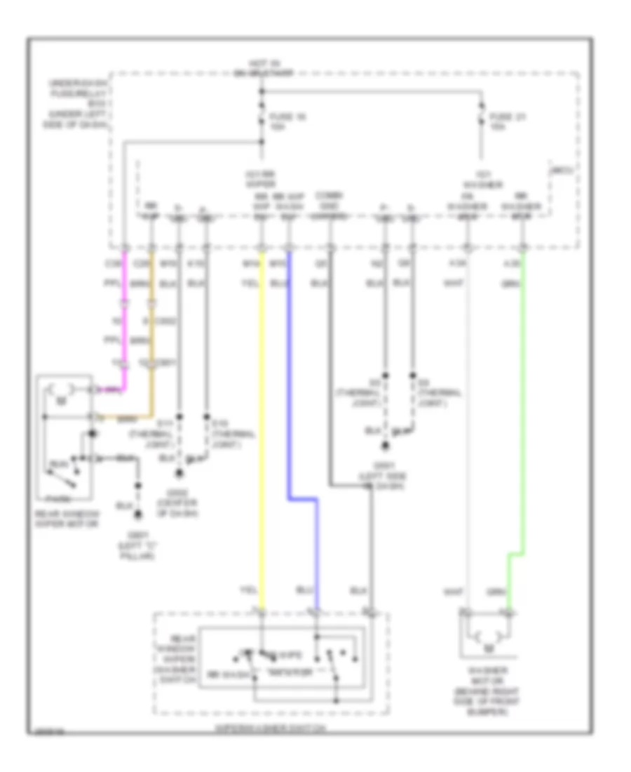 Электросхема заднего стеклоочистителя дворника и омывателя для Honda Insight 2011