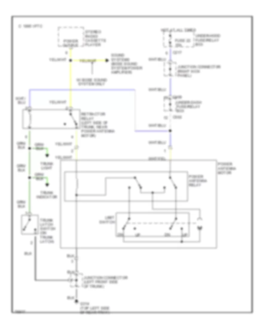 Power Antenna Wiring Diagram, with Rear Spoiler for Honda Accord DX 1993