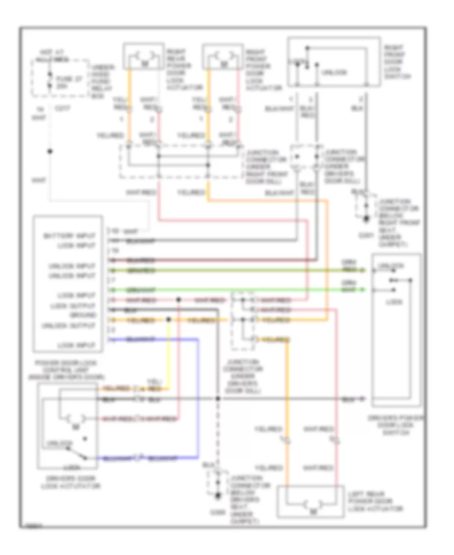 Power Door Lock Wiring Diagram Sedan for Honda Accord DX 1993