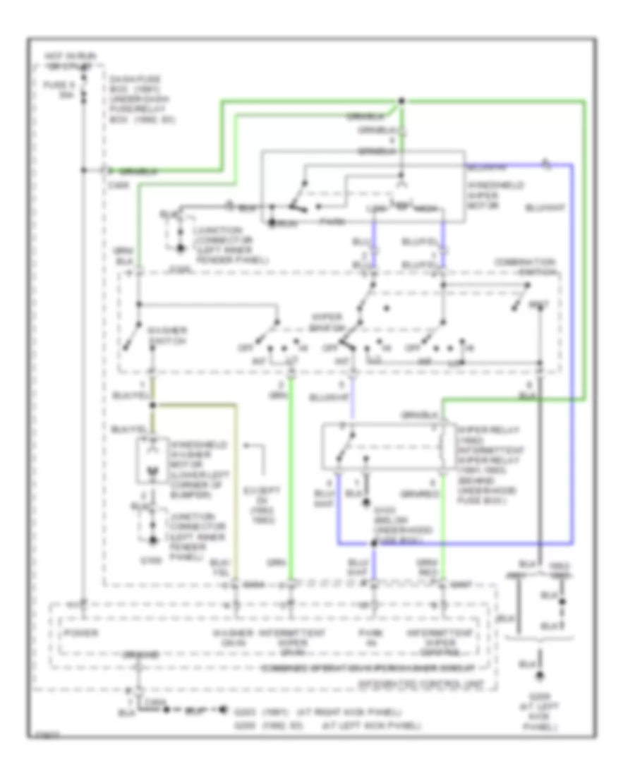 Front Washer Wiper Wiring Diagram for Honda Accord DX 1993