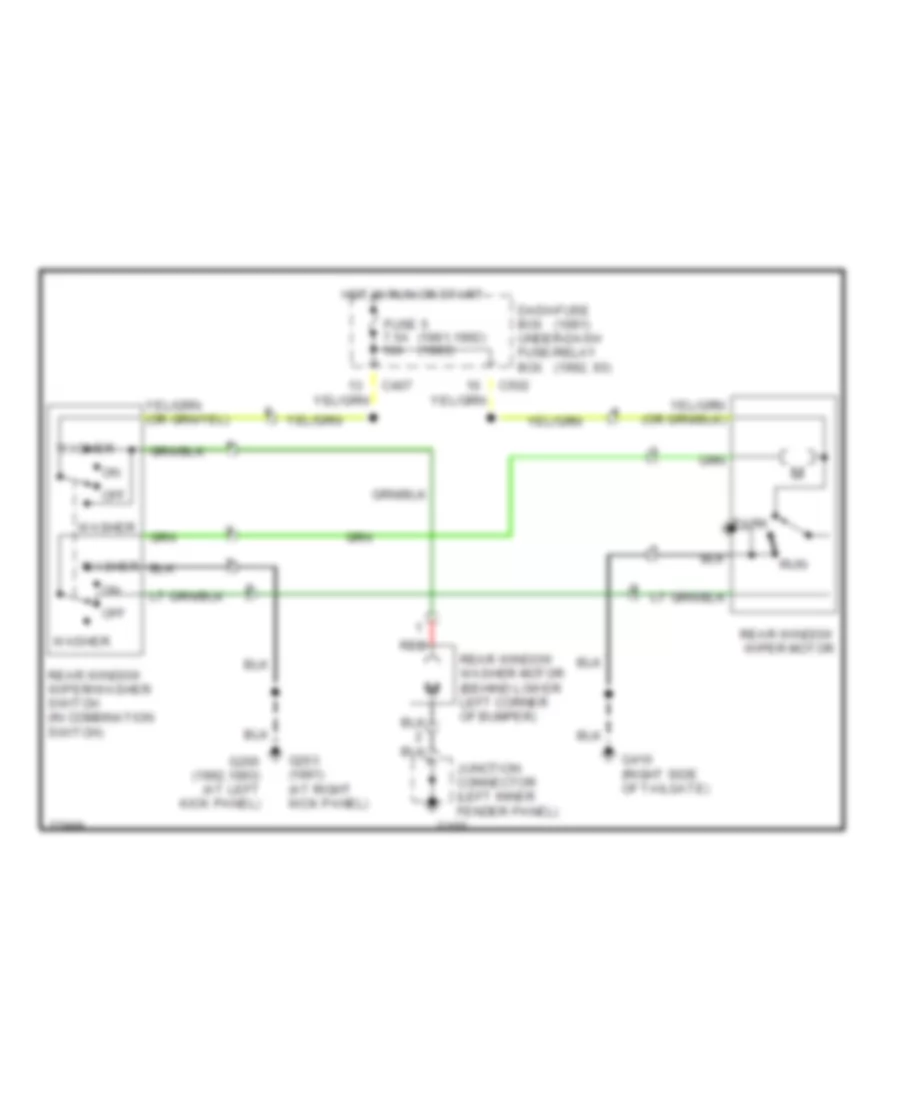 Rear Washer Wiper Wiring Diagram for Honda Accord DX 1993