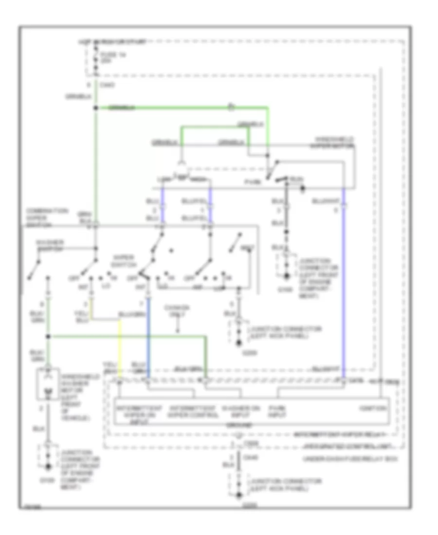 Электросхема стеклоочистителя, дворников и омывателя для Honda Civic del Sol S 1993