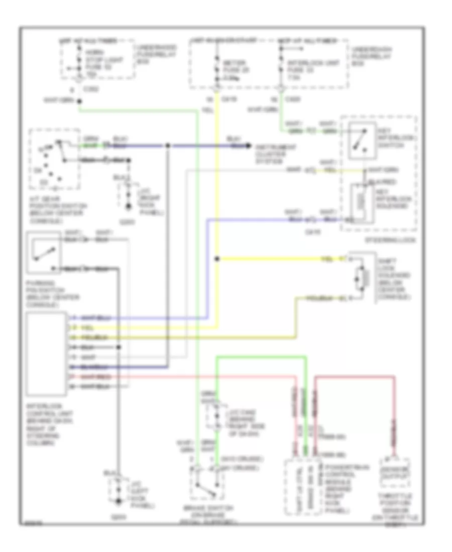 Shift Interlock Wiring Diagram without CVT for Honda Civic HX 1997