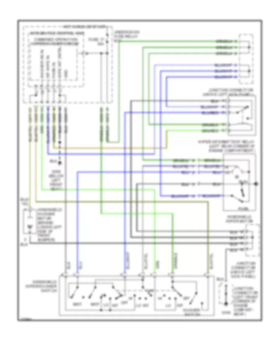 Электросхема стеклоочистителя, дворников и омывателя для Honda Prelude S 1993