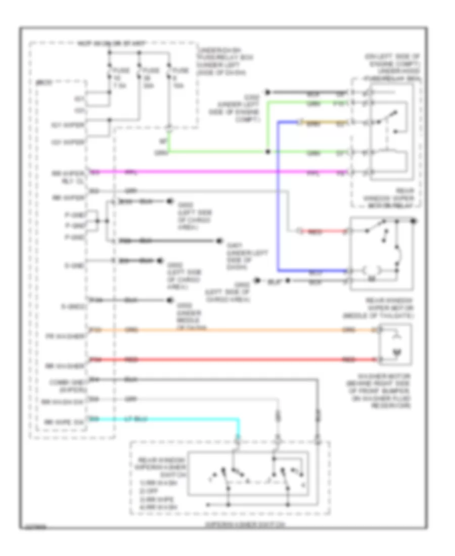 Электросхема заднего стеклоочистителя дворника и омывателя для Honda CR-V EX 2010