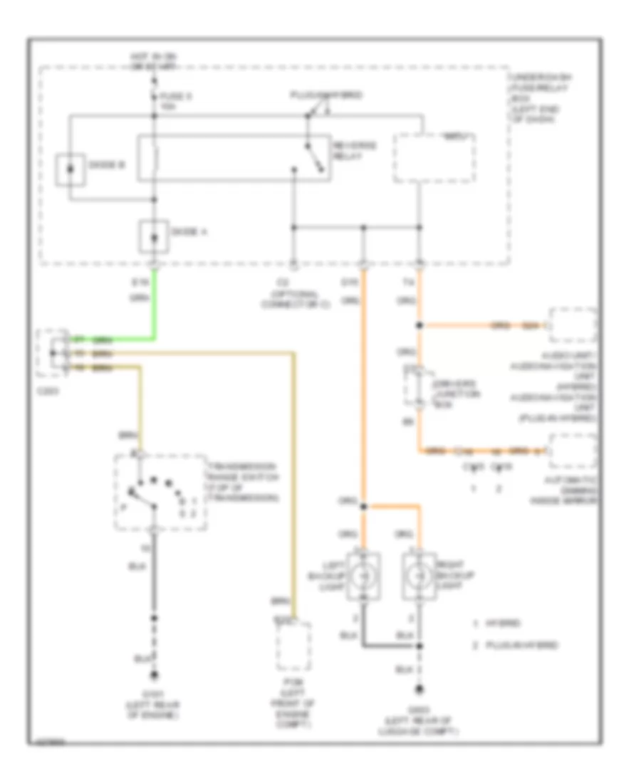 Backup Lamps Wiring Diagram, Hybrid for Honda Accord Touring 2014