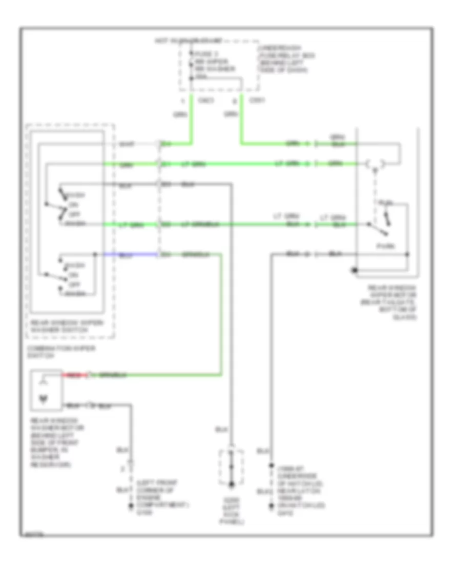Электросхема заднего стеклоочистителя дворника и омывателя для Honda Civic EX 1998
