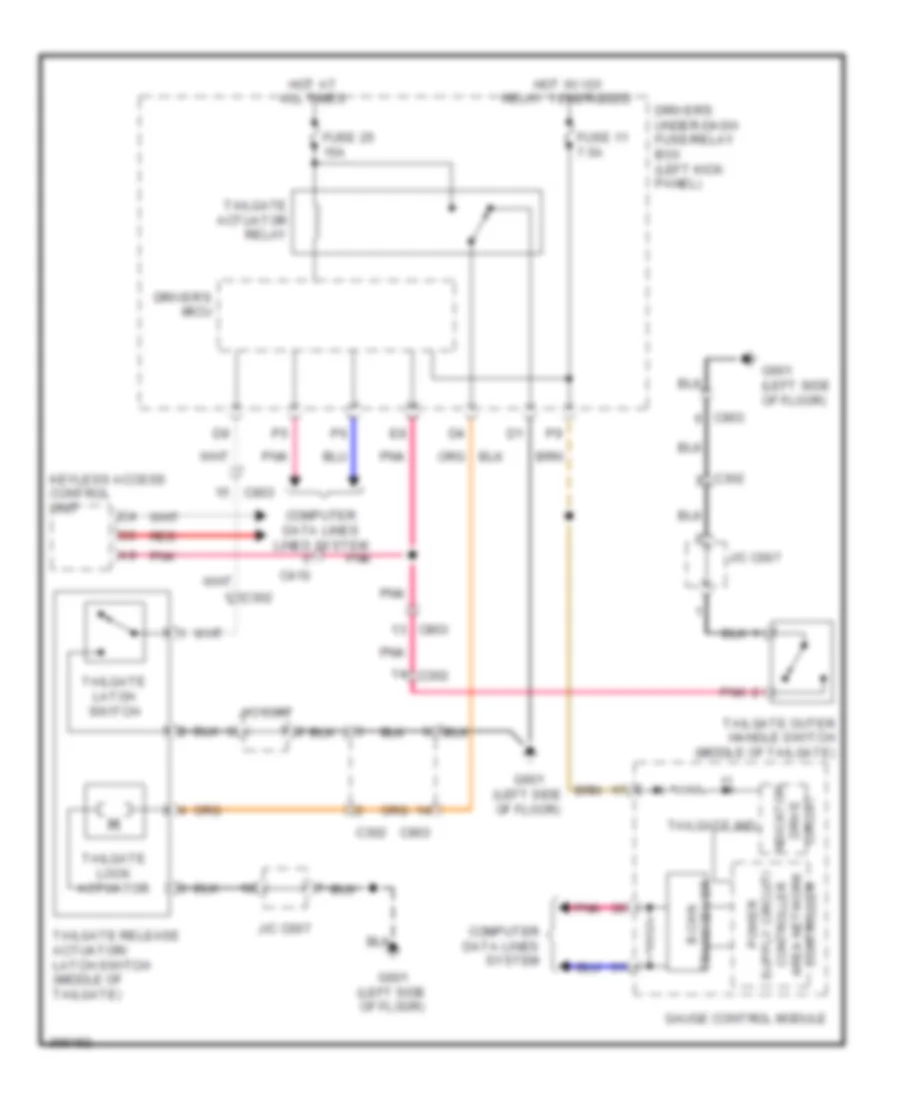 3.5L, Tailgate Release Wiring Diagram for Honda Crosstour EX 2013