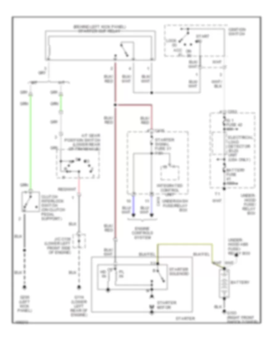 Starting Wiring Diagram, without Anti-theft for Honda CR-V LX 1998