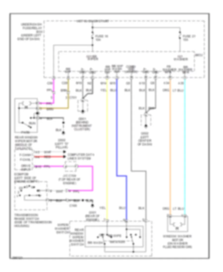 Rear WiperWasher Wiring Diagram, Except Electric Vehicle for Honda Fit 2013