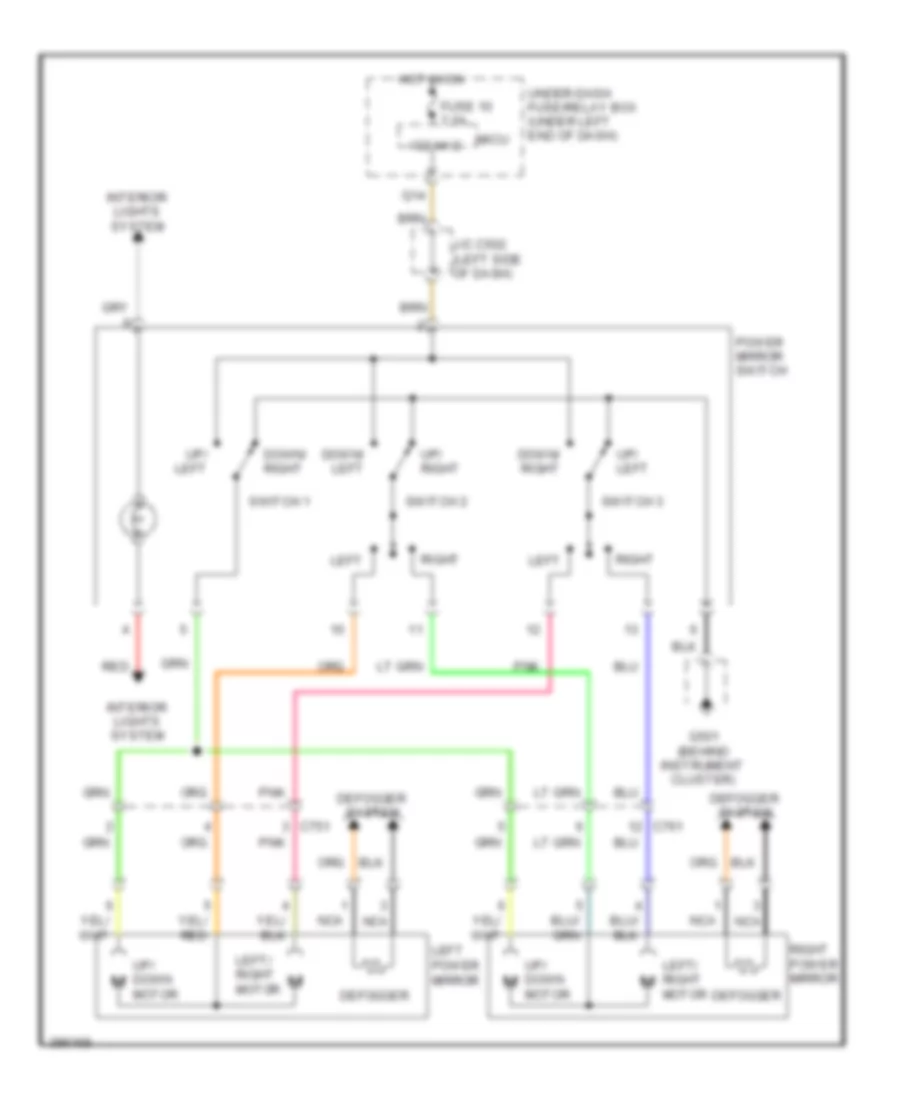 Power Mirrors Wiring Diagram, Except Electric Vehicle for Honda Fit EV 2013