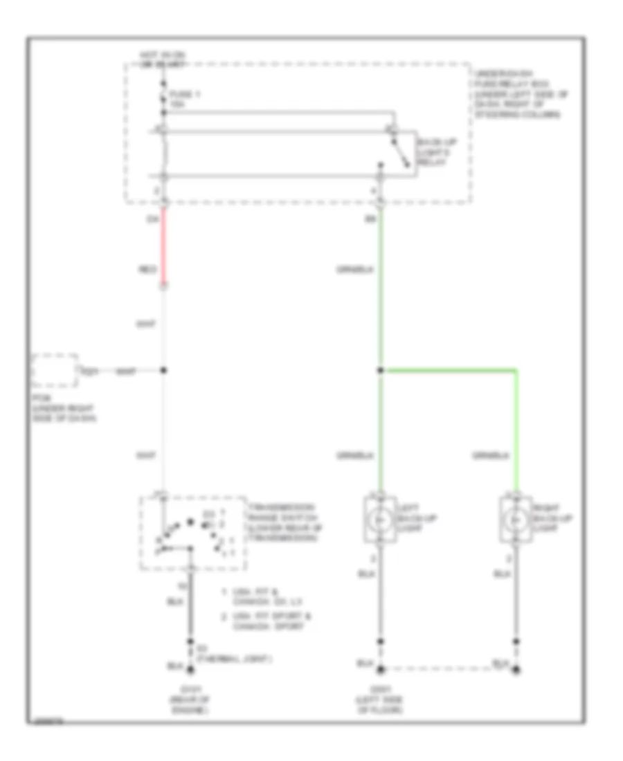 Back up Lamps Wiring Diagram A T for Honda Fit 2007