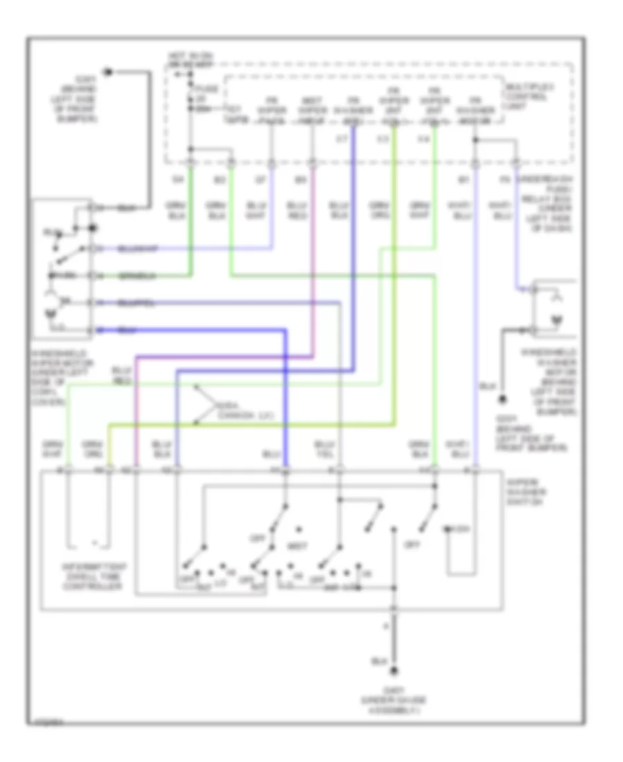 Электросхема стеклоочистителя, дворников и омывателя, Кроме Хэтчбека и Гибрида для Honda Civic DX 2003