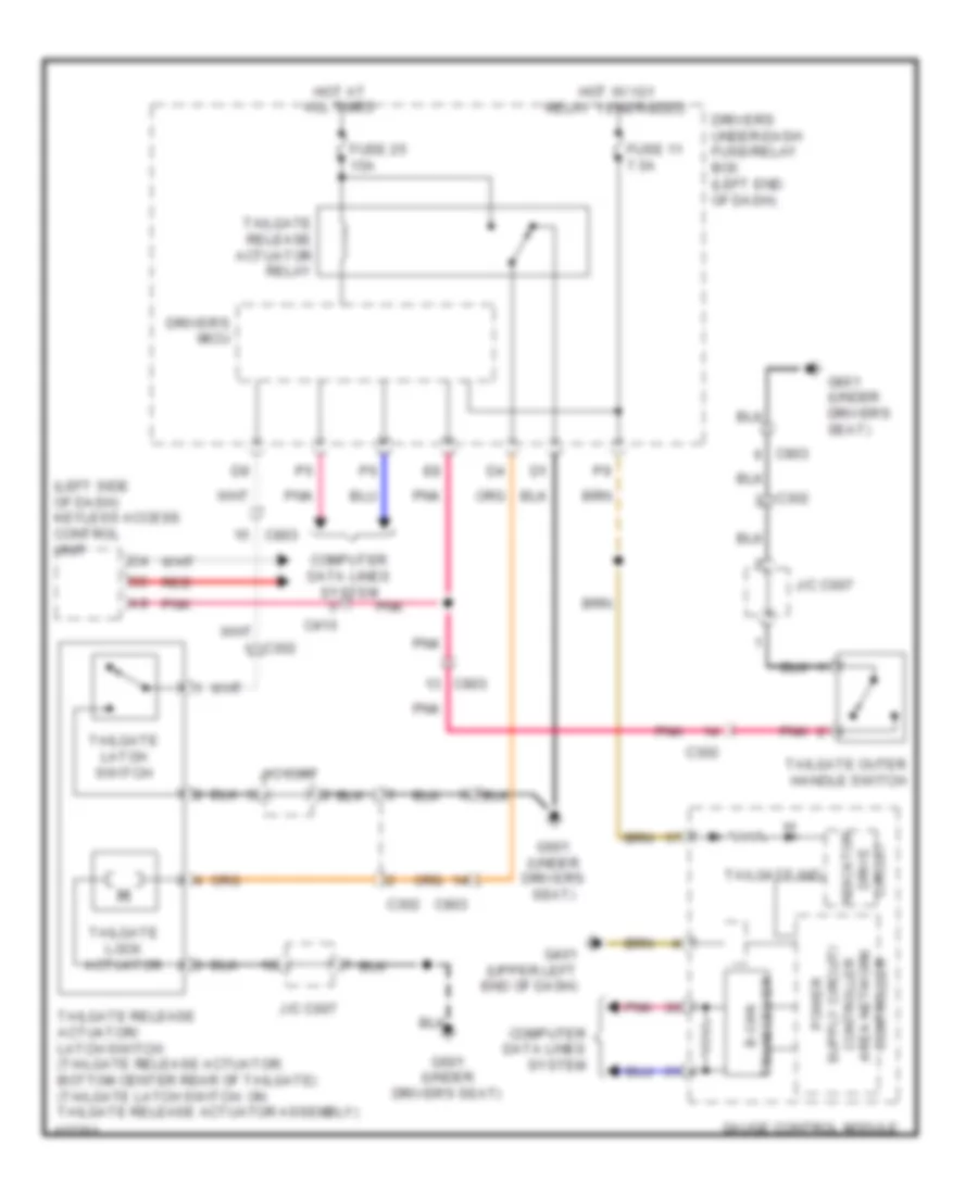 3.5L, Tailgate Release Wiring Diagram for Honda Crosstour EX 2014