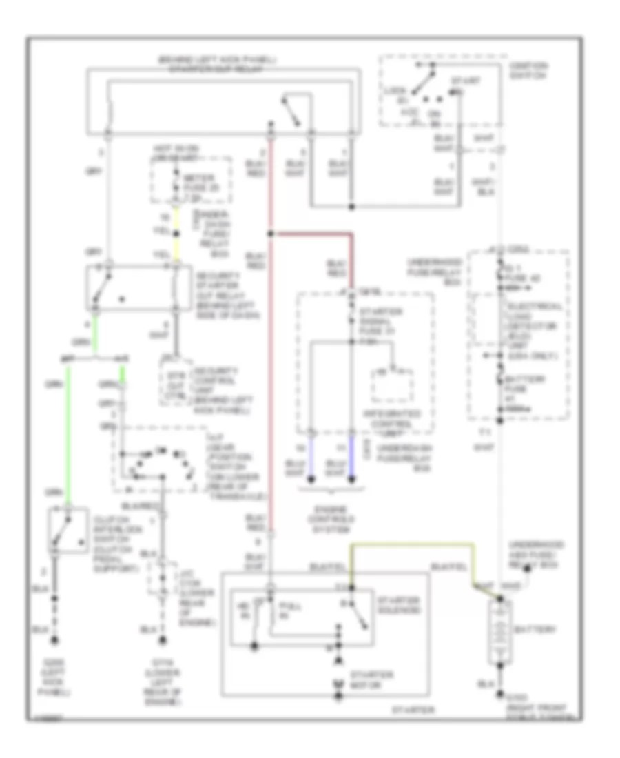 Starting Wiring Diagram, with Anti-theft for Honda CR-V EX 1999