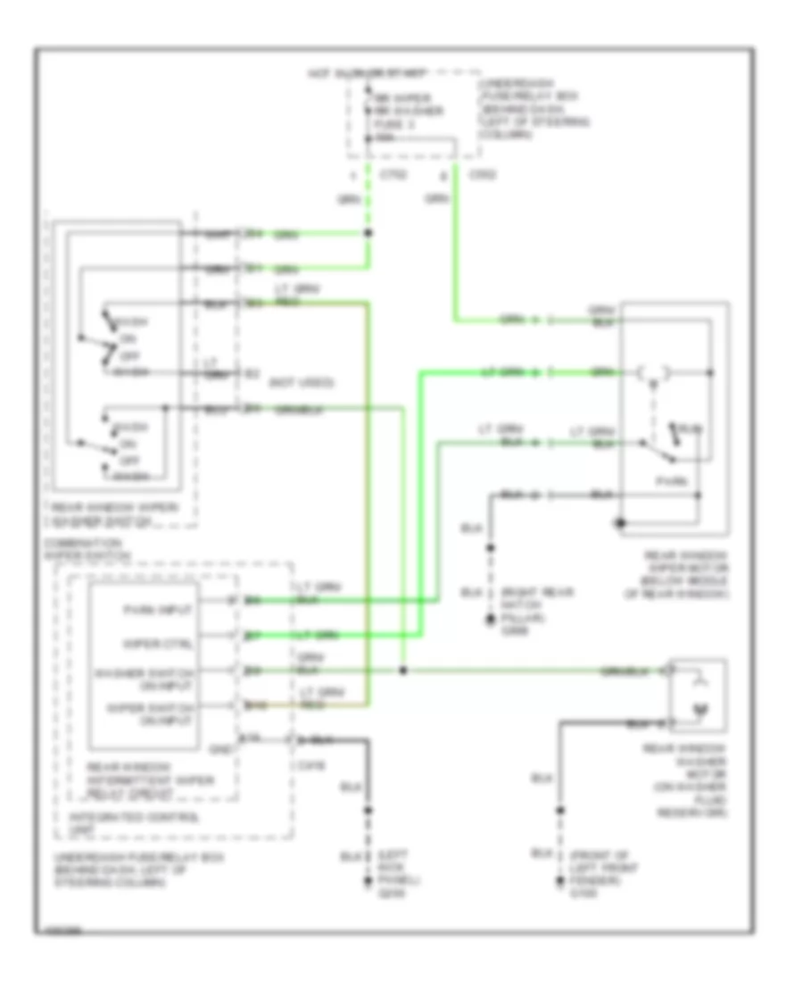 Электросхема заднего стеклоочистителя дворника и омывателя для Honda CR-V EX 1999
