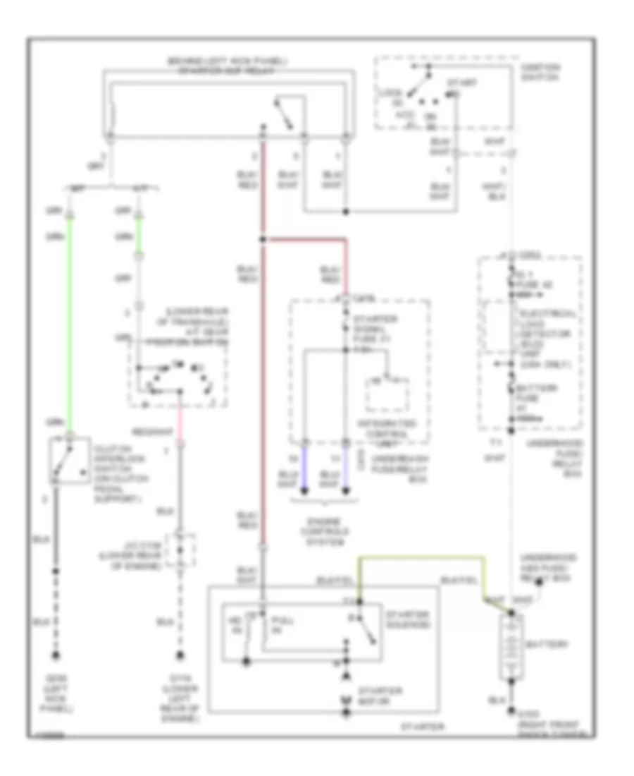 Starting Wiring Diagram, without Anti-theft for Honda CR-V LX 1999
