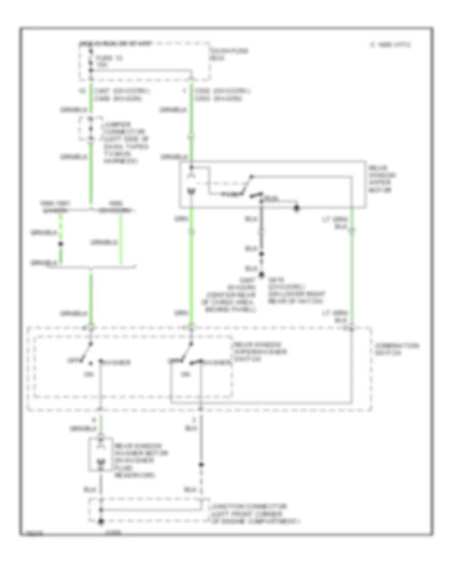 Электросхема заднего стеклоочистителя и омывателя стекла, Универсал для Honda Civic CRX HF 1990