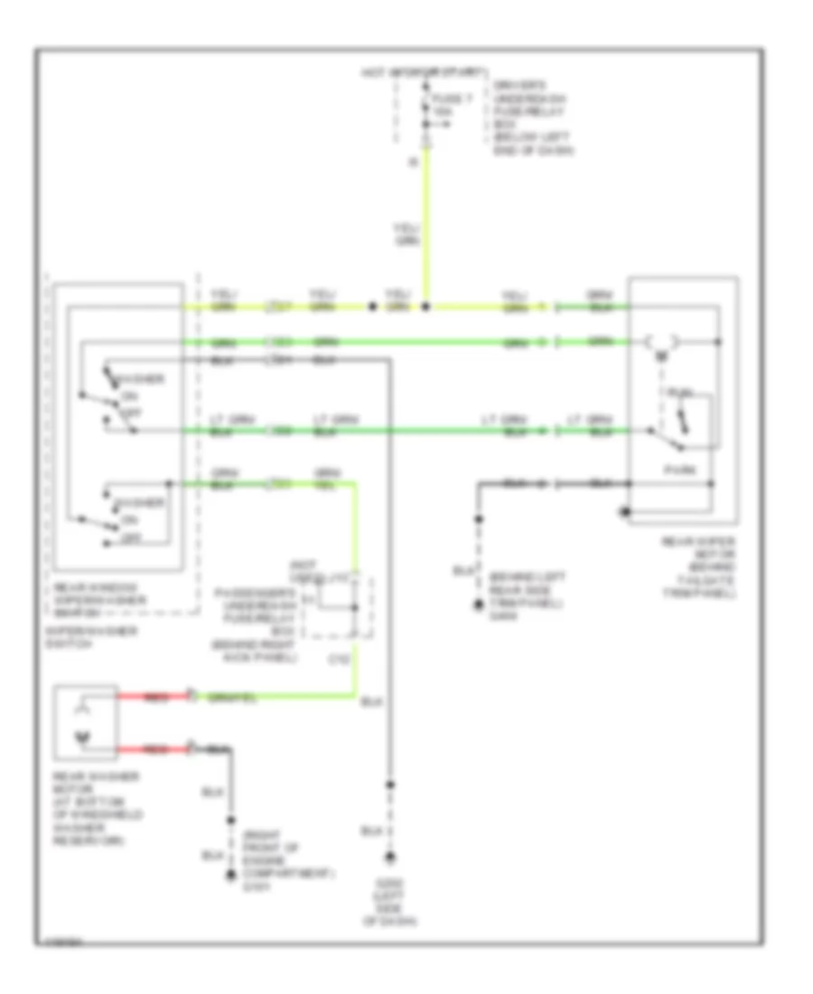 Электросхема заднего стеклоочистителя и омывателя стекла для Honda Odyssey EX 1999