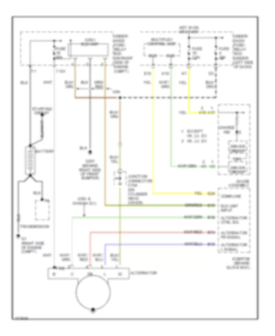 Charging Wiring Diagram, without Hatchback for Honda Civic LX 2003