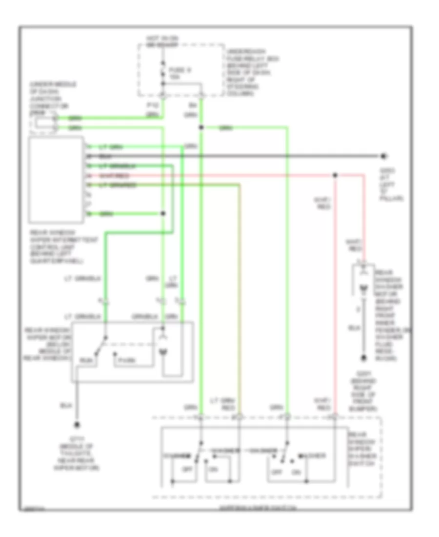 Электросхема заднего стеклоочистителя дворника и омывателя для Honda Element EX 2008